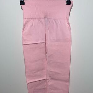 Satina Women's Pink Wide Elasticized Waistband Stretch Leggings One Size NWT